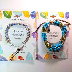 2 Footnote Silver Plate w/ semi-precious Turquoise & Sodalite, pull braceletes